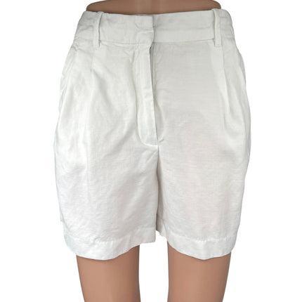 Aritzia Wilfred White Linen High Waisted Boyfriend Casual Mini Shorts Size 4