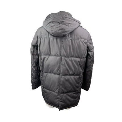 Perry Ellis Portfolio Printtech Black Hooded Puffer Quilted Coat Jacket Size LT