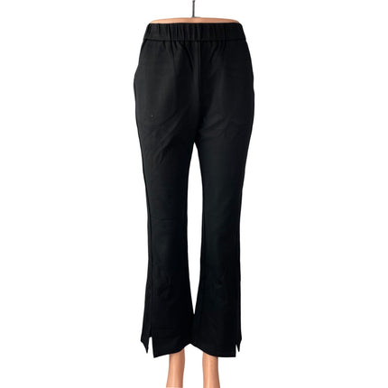 NEW Spring Women's Black High Rise Pull On Slit Flared Trousers Pants Size 28