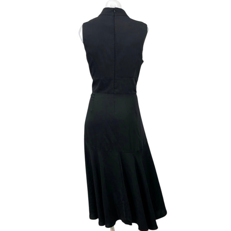 Karen Millen Black Mock Neck Sleeveless Midi Tank Flare A-Line Dress 12 Petite