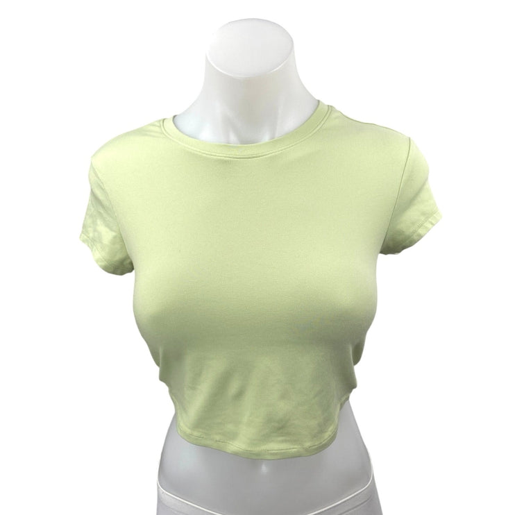 Alo Lime Green Short Sleeve Crew Neck Baby Tee T Shirt Yoga Athletic Crop Top S
