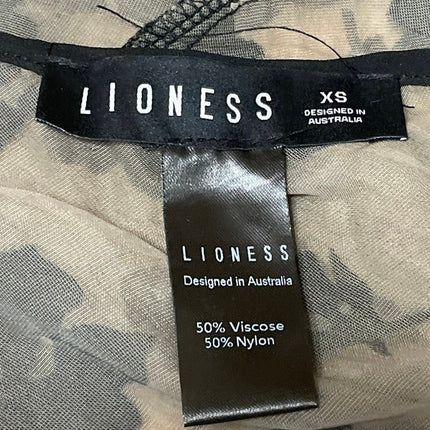 Lioness Basic Instinct Beige Black Velvet Floral Sleeveless Mesh Camisole Top XS