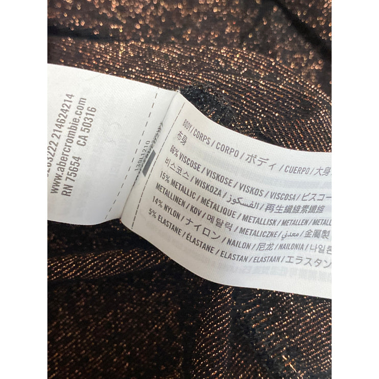 Abercrombie & Fitch Womens Brown Glitter Long Sleeve Twist Front Crop Top Size M