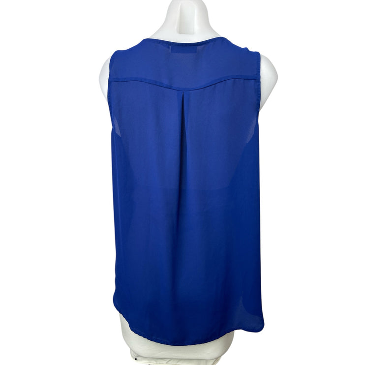 Apt. 9 Women's Blue Sleeveless V-Neck Button Front Tank Shirt Blouse Top Size M