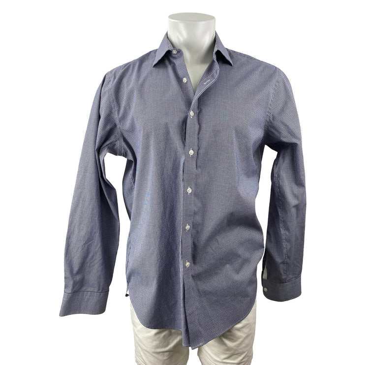 J.Crew Ludlow Men Blue Gingham Check Long Sleeve Slim Button Up Dress Shirt 16.5
