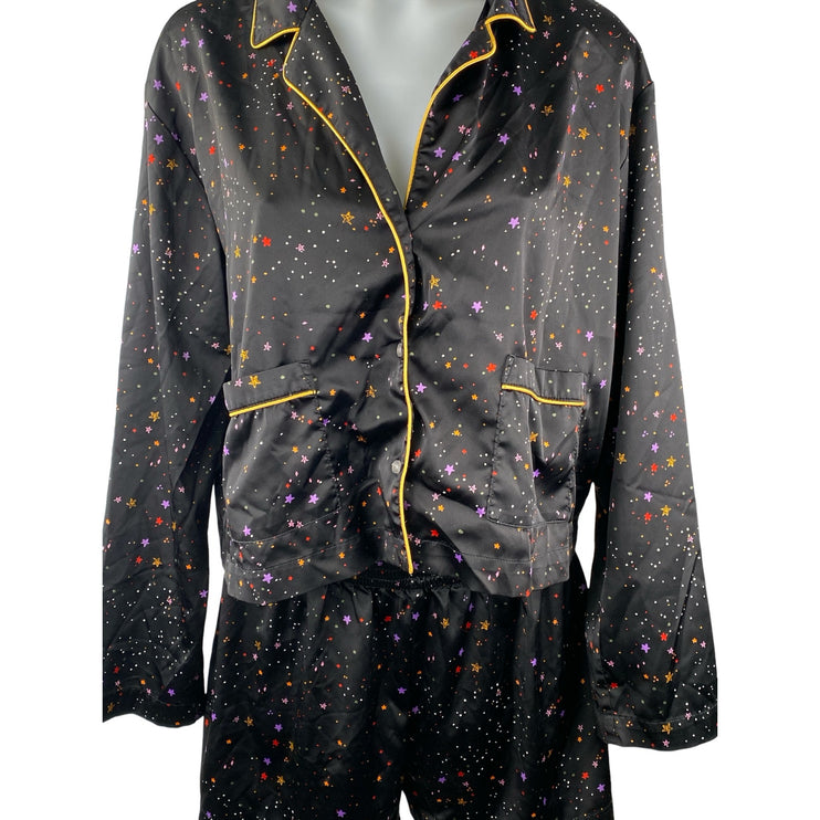 BP. X Claudia Sulewski Satin Star Long Sleeve Button Down Sleepwear Pajama Set M