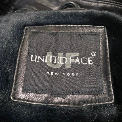 United Face 100% Leather Men's Black Button Front Long Sleeve Coat Jacket Size M