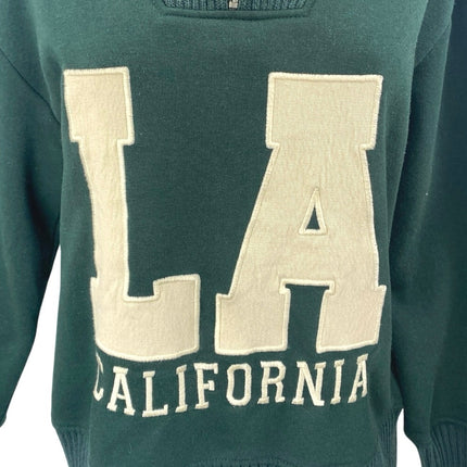Zara LA California Green Knit Quarter Zip Long Sleeve Sweatshirt Sweater Top S