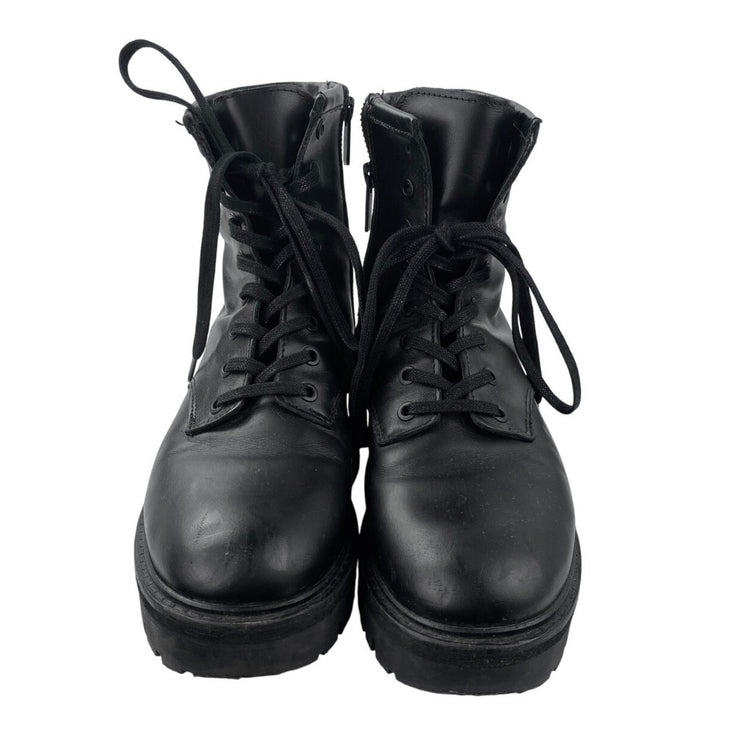 Thursday Women's Black Leather Lace Up Side Zip Chelsea Ankle Combat Boots Sz 6