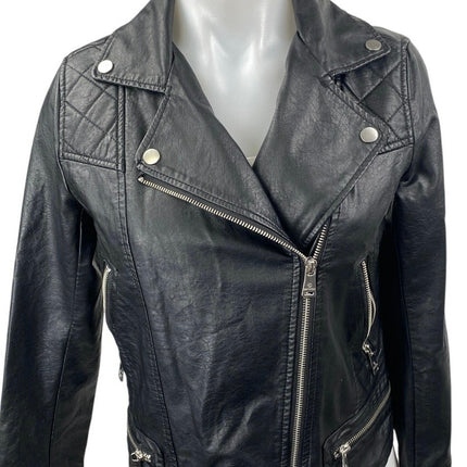 Bernardo Women's Black Faux Leather Vegan Long Sleeve Biker Motorcycle Jacket XS