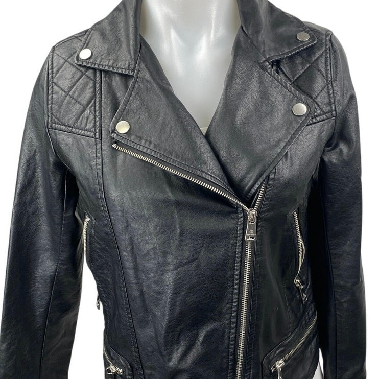 Bernardo Women's Black Faux Leather Vegan Long Sleeve Biker Motorcycle Jacket XS