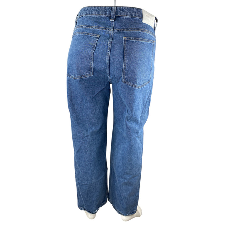 ASOS Women's Blue High Waisted Medium Wash Straight Leg Denim Jeans Size 14