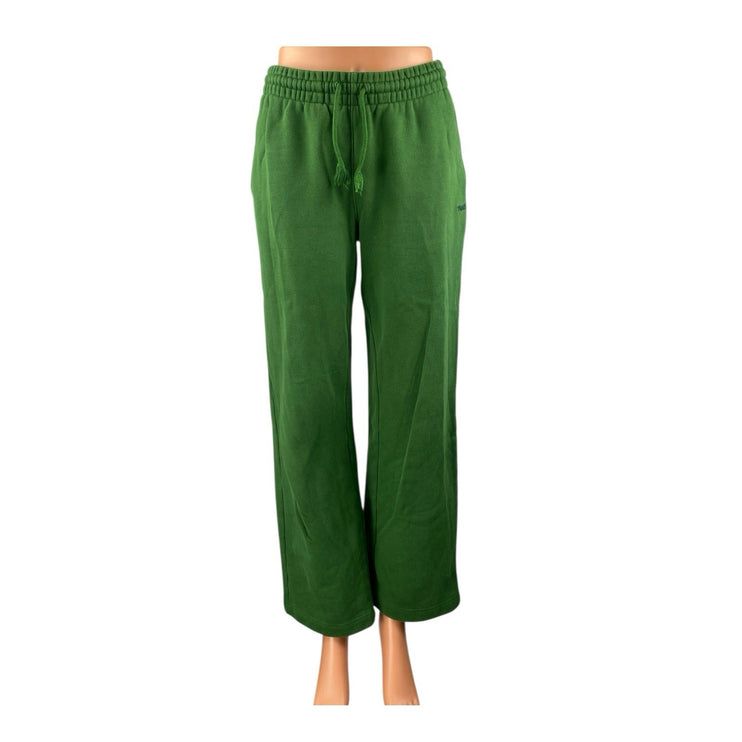 Aritzia TNA Sweatfleece Green Elastic Waist Wide Leg Trousers Sweatpants Size XS