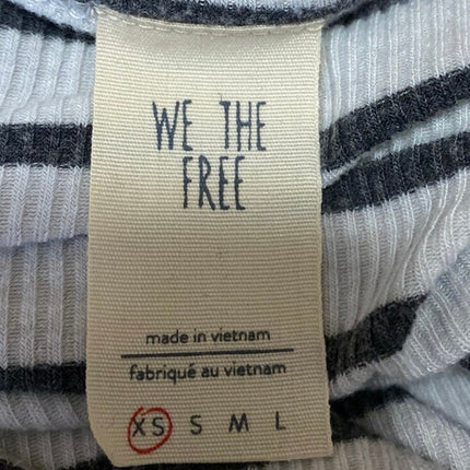 Free People Good Find White Black Striped Ruffle Long Bell Sleeve Sweater Top XS