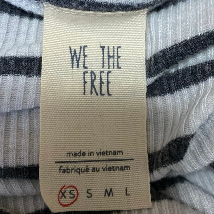 Free People Good Find White Black Striped Ruffle Long Bell Sleeve Sweater Top XS