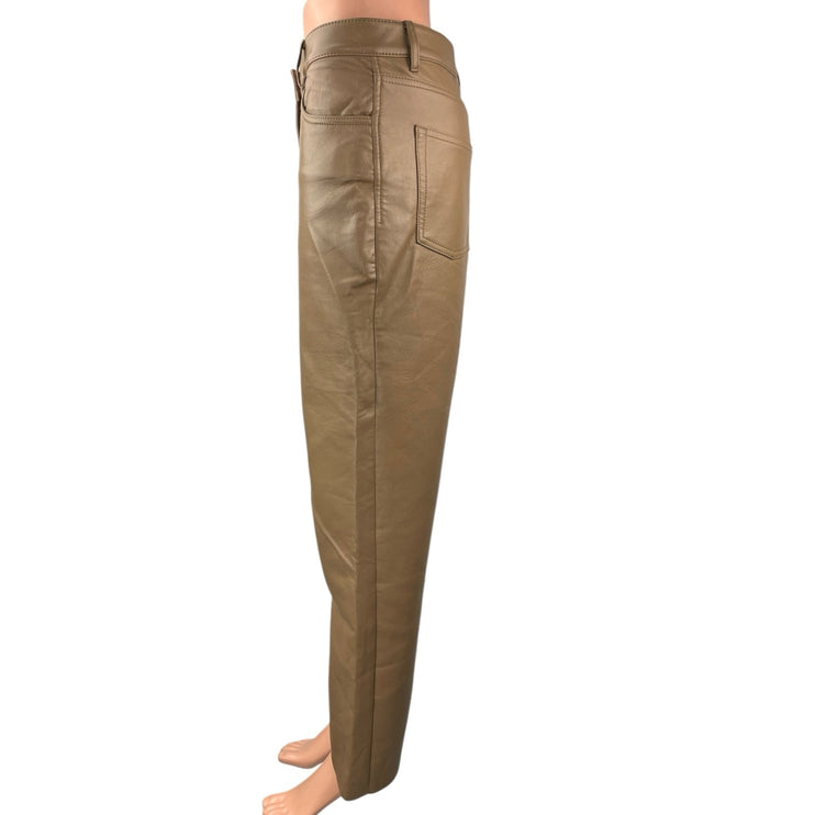 Aritzia Wilfred Women's Tan Faux Leather Vegan High Rise Straight Pants Size 6