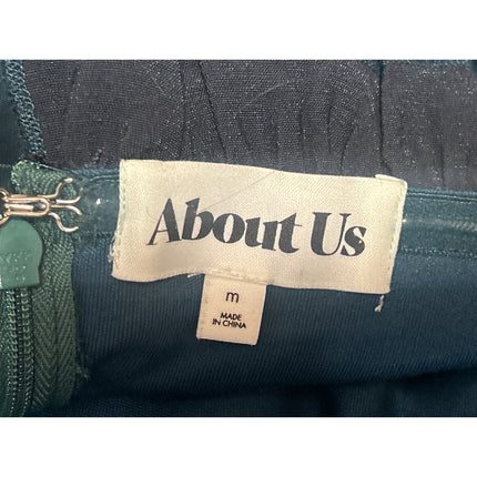 About Us Blue Silk Satin Sleeveless Strapless Ruffle Tube Bandeau Mini Dress M