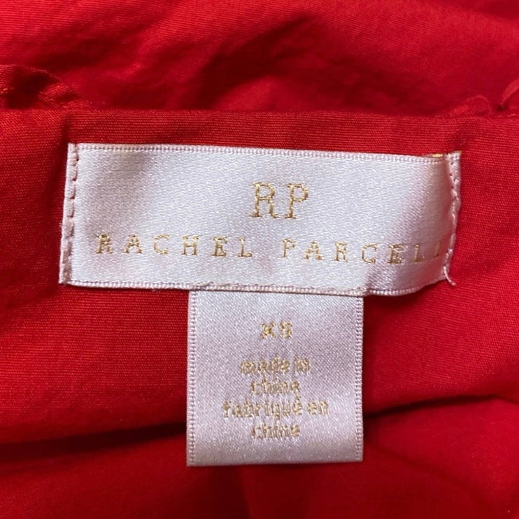 Rachel Parcell Red Long Sleeve Ruffle V Neck Peplum Wrap Blouse Top Size XS