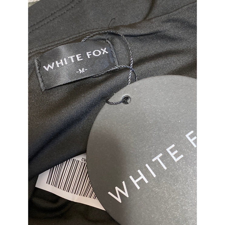 NEW White Fox Black Flower Keyhole Sleeveless Halter Camisole Crop Tank Top M