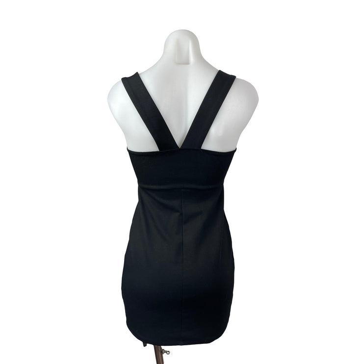 Blue Blush Black Sleeveless Square Neck Cami Tank Mini Bodycon Dress Size M