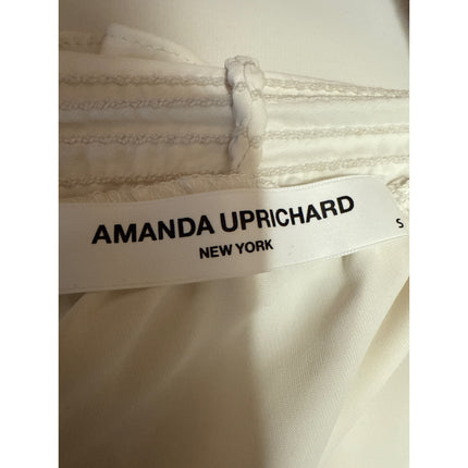 Amanda Uprichard White Ruffle Smocked Halter Turtleneck Sleeveless Tank Top Sz S