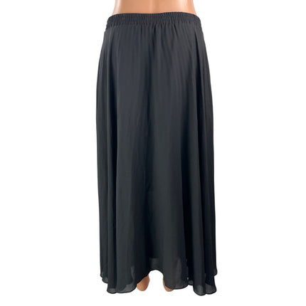 Max Studio Women's Black Elastic Waist Sheer Layered Flowy A-line Maxi Skirt S