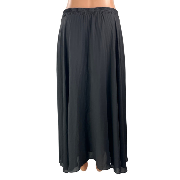 Max Studio Women's Black Elastic Waist Sheer Layered Flowy A-line Maxi Skirt S