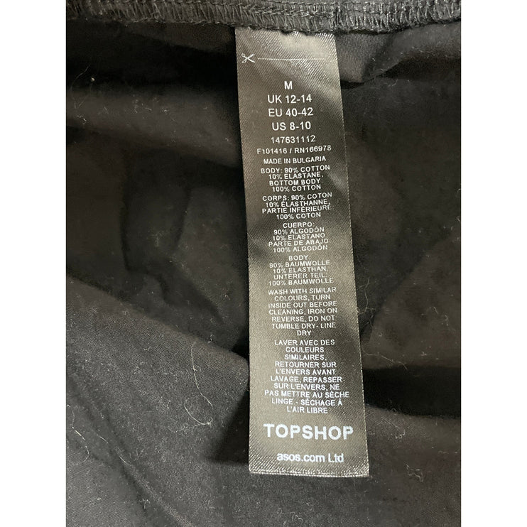 Topshop Women's Black Drop Waist Pleated Pull On Boho A Line Midi Skirt Size M