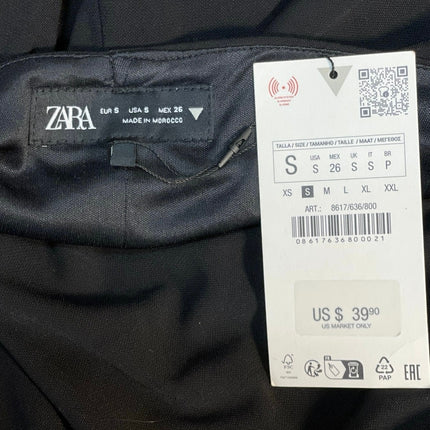 NEW Zara Black Halter Cowl Neck Silver Glitter Strap Open Back Blouse Top Size S