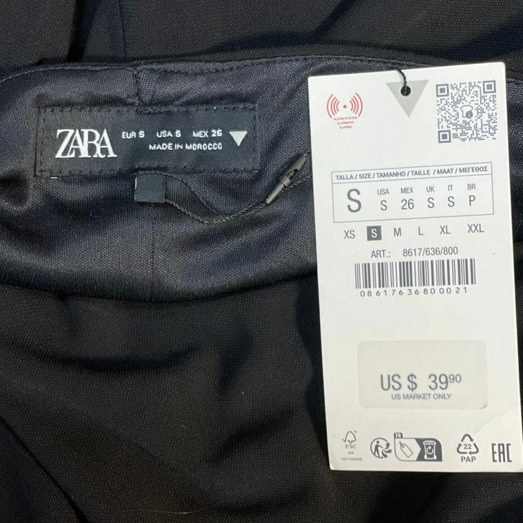 NEW Zara Black Halter Cowl Neck Silver Glitter Strap Open Back Blouse Top Size S