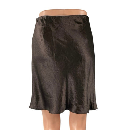 Aritzia Babaton Dark Brown Silk Satin High Waist Elastic Mini Slip Skirt Size 6
