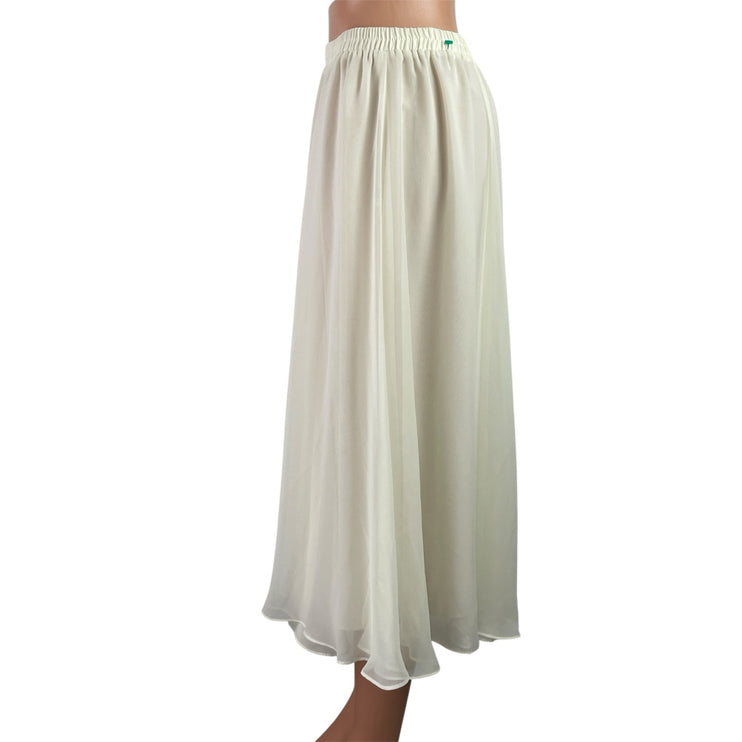 Vintage 90s Patra Women's White High Waisted Pleated A Line Midi Skirt Size 12