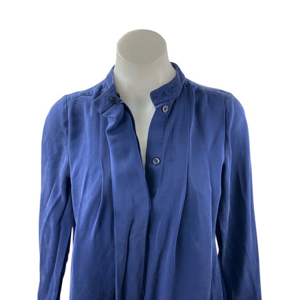 Michael Kors Women's Blue Long Sleeve Button Front Pleated Mini Shirt Dress 0