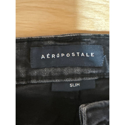 Aeropostale Men's Black Washed Mid Rise Slim Straight Leg Denim Jeans Size 30x32