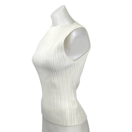 DISSH Women's White Sleeveless Ribbed Knit Boat Neck Cropped Tank Top Size XL