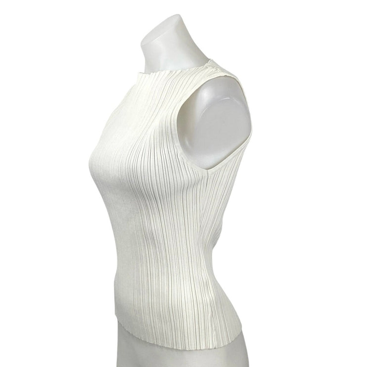 DISSH Women's White Sleeveless Ribbed Knit Boat Neck Cropped Tank Top Size XL