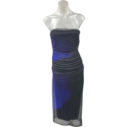 Zara Blue Black Colorblock Strapless Tube Bandeau Mini Bodycon Dress Size S