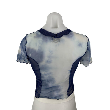Urban Outfitters Blue Tie Dye Short Sleeve Mesh Crew Neck T Shirt Tee Top L