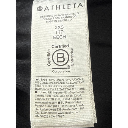 Athleta Women's Black Linen High Rise Lounge Wide Leg Palazzo Trousers Pants XXS