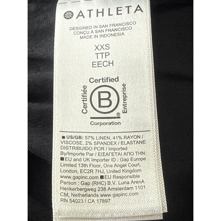 Athleta Women's Black Linen High Rise Lounge Wide Leg Palazzo Trousers Pants XXS