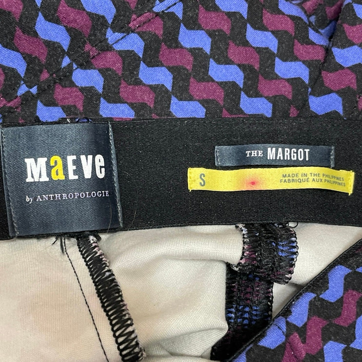 Anthropologie Maeve The Margot Kick Flare Geometric Crop Trousers Pants Size S