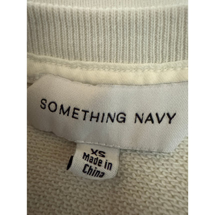 Something Navy Cream White Embroidered Logo Long Sleeve Sweatshirt Top Size XS