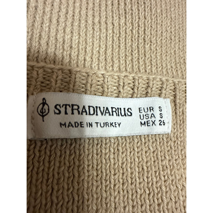 Stradivarius Tan Beige Khaki Ribbed Knit Sleeveless Button Up Vest Top Size S