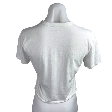 Abercrombie & Fitch Les Fleurs White Short Sleeve Crop Tee T Shirt Top Size S