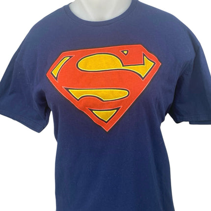 DC Comics Superman Blue Glow In The Dark Logo Graphic Tee T-Shirt Top Size 2XL