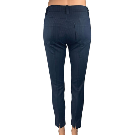 Denim Studio Blue Pinstriped Skinny Leg Mid Rise Zip Hem Trousers Dress Pants 24