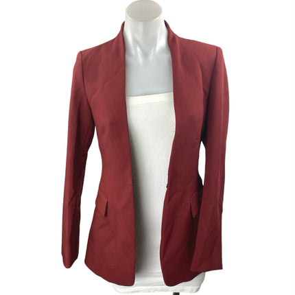 Zara Women's Red Open Front Long Sleeve Pockets Blazer Coat Jacket Top Size XS