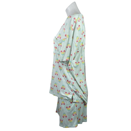 Disney Mickey Mouse Women's Green Short Sleeve Pajama Top & Shorts Set Size S