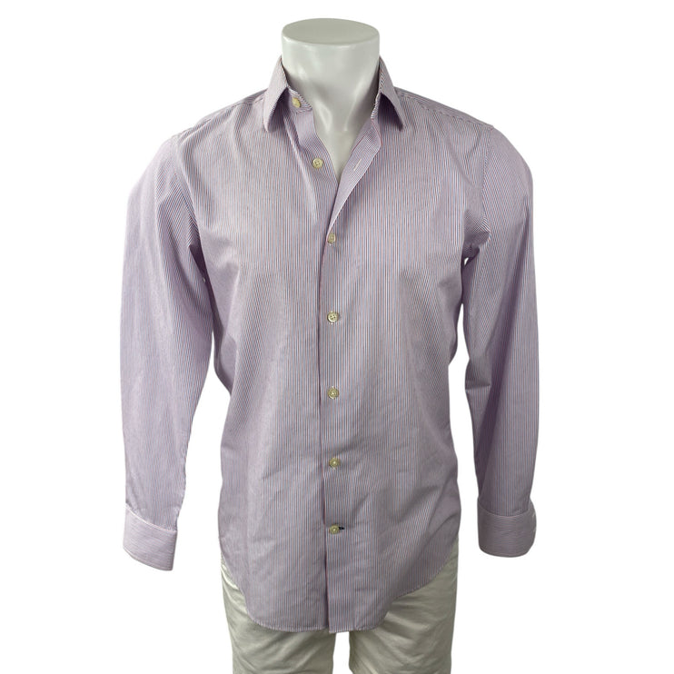 Banana Republic Men's Striped Collared Long Sleeve Slim Button Down Shirt Top S