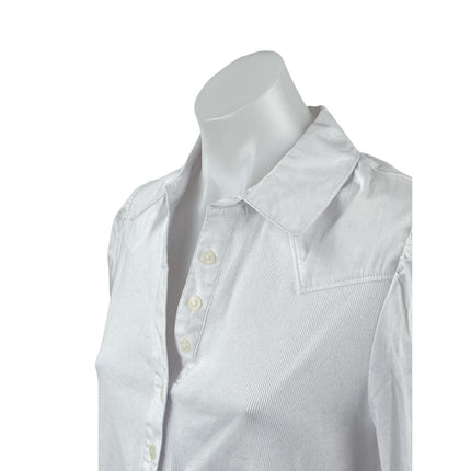 Single Thread Women's White Collared Long Sleeve Button Down Shirt Blouse Top L